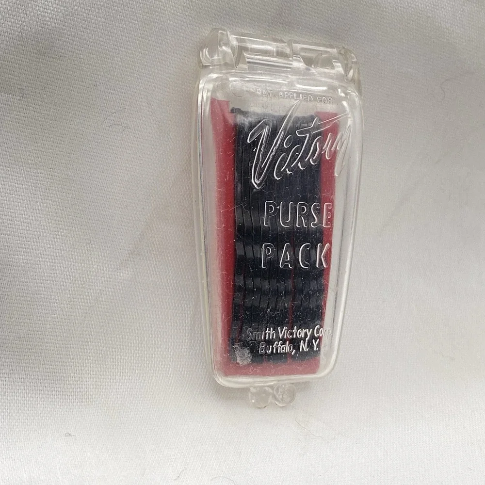 Vintage Victory Purse Pack Black Bobby Pins With Clear Hard Case For Hair